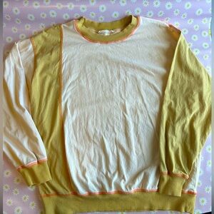 By Together Yellow and Cream Crewneck Sweater